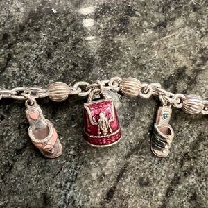 Silver Charm Bracelet with Red and Pink Shoe Charms